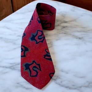 HANDMADE IN ITALY SILK TIE David Lawrence Art Deco Red Neck Tie FAST SHIPPING